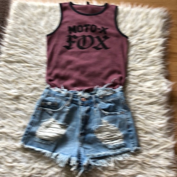FOREVER 21 Destroyed Denim High Waist Distressed Jean Cutoff Edgy Size 27 Shorts - Picture 11 of 11
